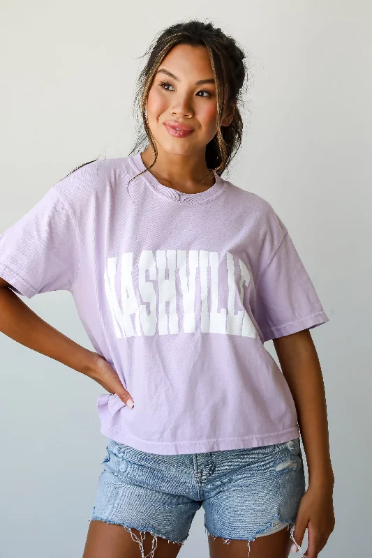 Lavender Nashville Cropped Tee Chenille Brocade Lace