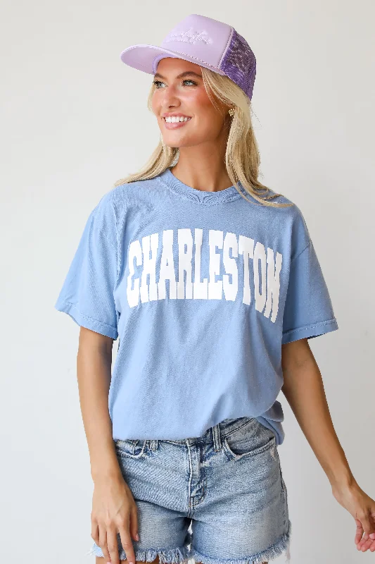 Light Blue Charleston Tee Boxy Fit Fitted Loose