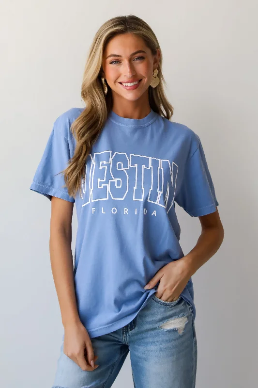 Light Blue Destin Florida Tee Anti-Pilling Machine Wash Handmade