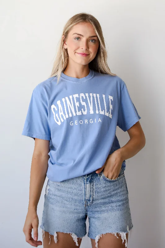 Light Blue Gainesville Georgia Tee Polka Dot Checkered Tartan