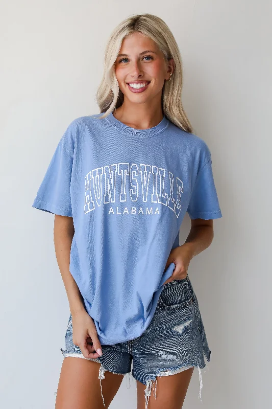 Light Blue Huntsville Alabama Tee Zippered Front Buttoned Front Snap Front