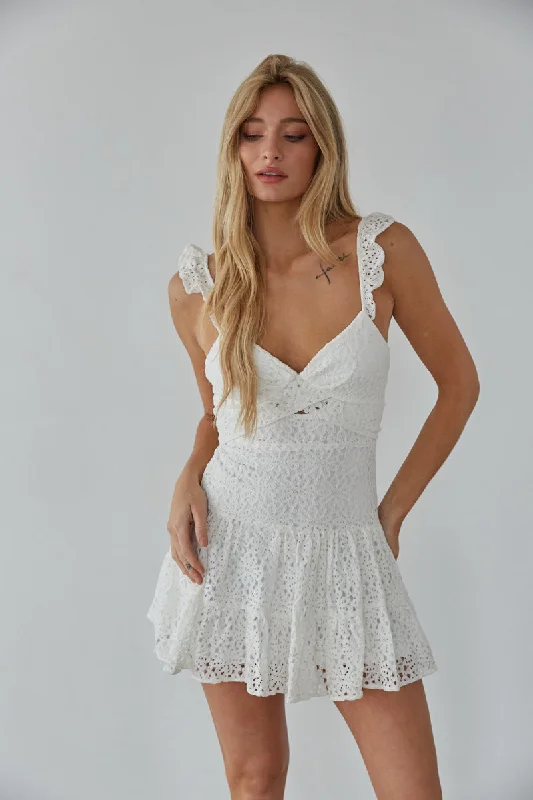 Liliana Eyelet Lace Mini Dress Elegant Tulle Mini Dress