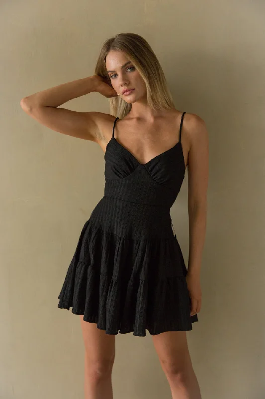 Martina Ribbed Tie Back Mini Dress Elegant Satin Lace Mini Dress