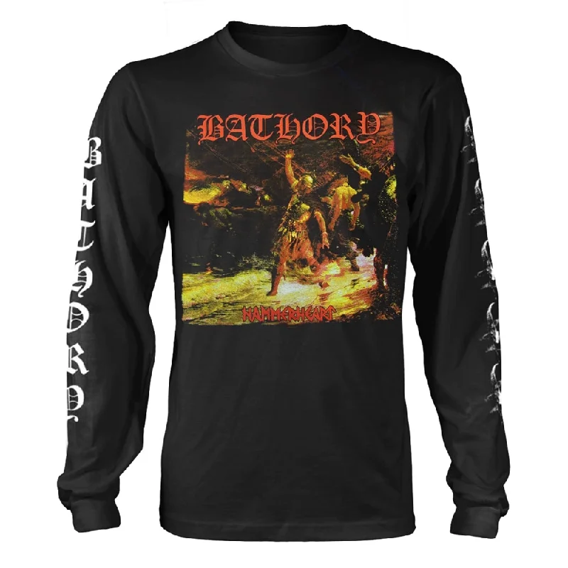 Bathory Unisex Long Sleeved T-shirt: Hammerheart (back print) Chenille Blend Fleece Blend Nylon Blend