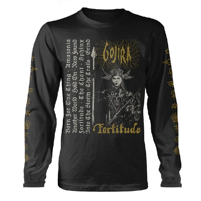 Gojira Unisex Long Sleeved T-shirt: Fortitude Tracklist (Organic Ls) Chenille Fabric Brocade Fabric Lace Fabric