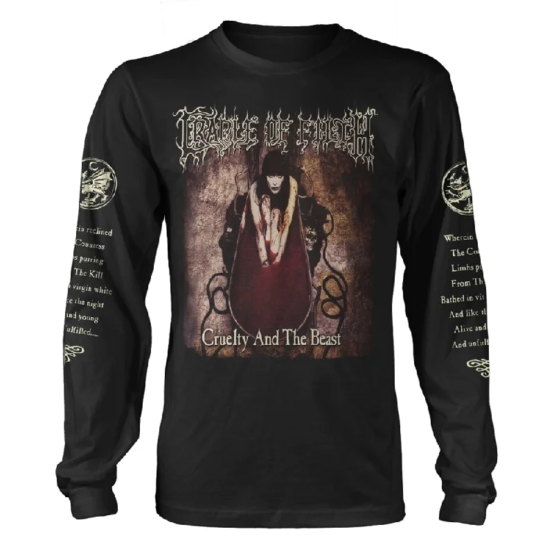 Cradle Of Filth Unisex Long Sleeved T-shirt: Cruelty And The Beast (2021) (back print) Ribbed T-Shirt High Neck Heavyweight