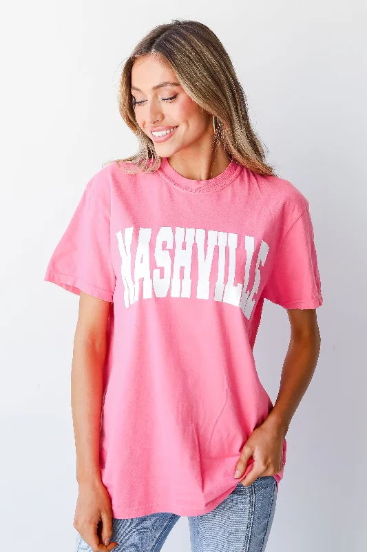 Pink Nashville Tee Zippered Buttoned Snapped