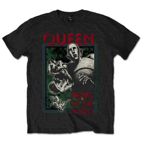 Queen | Official Band T-Shirt | News of the World V-Neck T-Shirt Long Sleeve Cotton