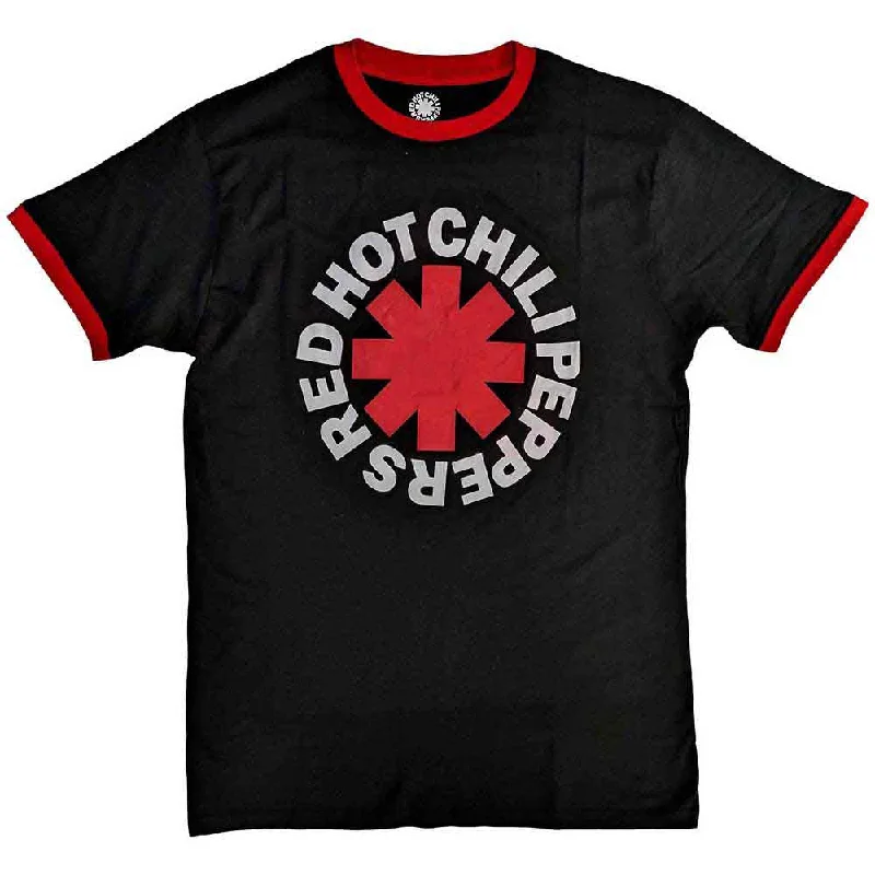 Red Hot Chili Peppers | Official Band Ringer T-Shirt | Classic Asterisk Zippered Front Buttoned Front Snap Front