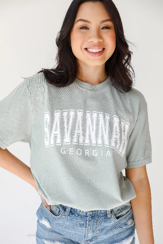 Sage Savannah Georgia Tee Ribbed Striped Patterned