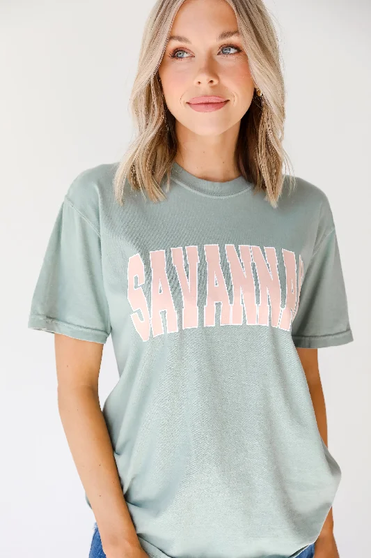 Sage Savannah Tee Ribbed Striped Patterned