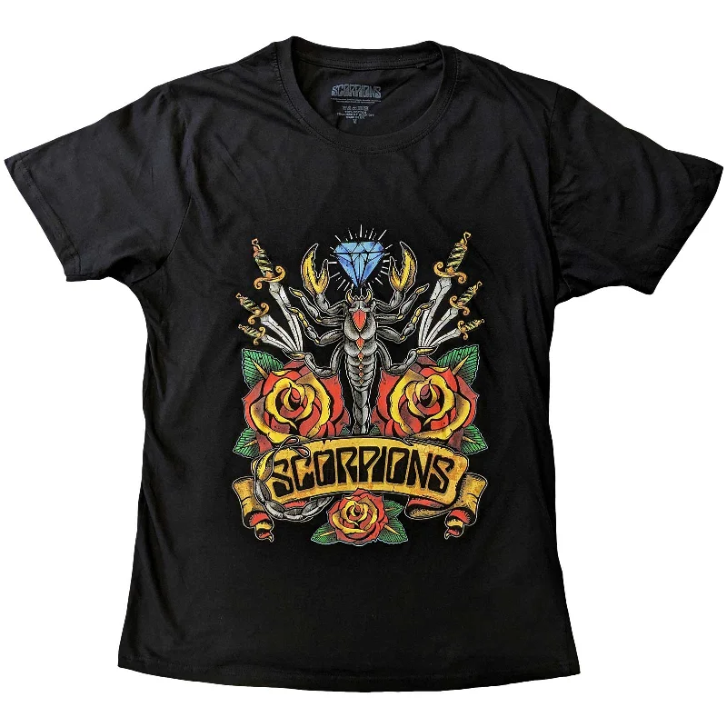 Scorpions | Official Band T-Shirt | Traditional Tattoo Spandex Blend Rayon Blend Denim Blend