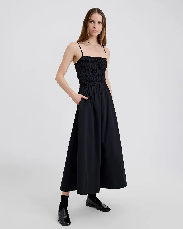 Solid & Striped The Delta Midi Dress / Blackout Fashionable Sheer Sleeve Midi Dress