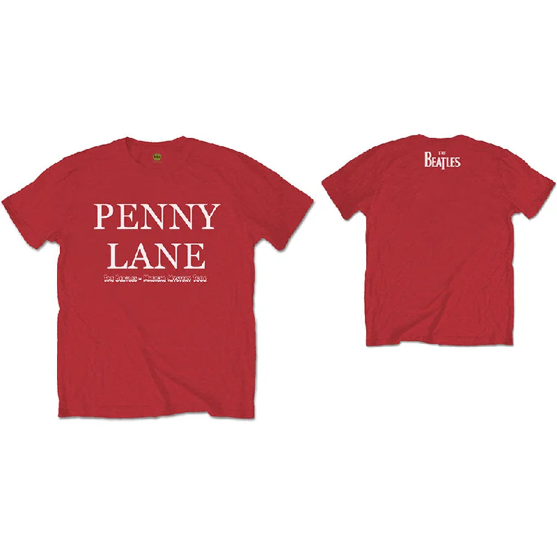 The Beatles | Official Band T-Shirt | Penny Lane (Back Print) Graphic T-Shirt Round Neck Polyester