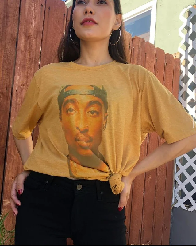 Tupac Shakur Graphic T-shirt Silk Blend Satin Velvet