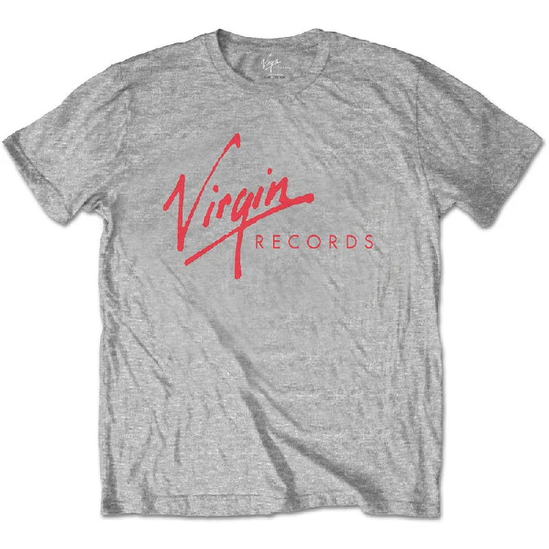 Virgin Records | Official Band T-Shirt | Logo Notch Collar Peter Pan Collar Cowl Neck