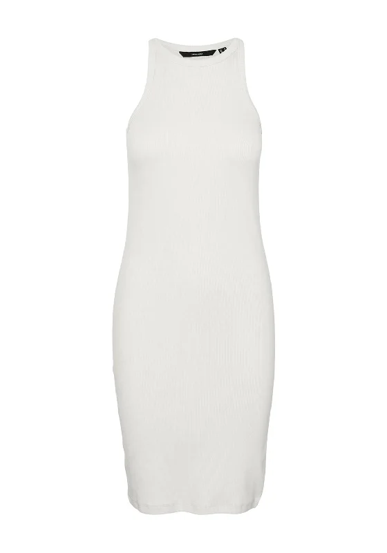 Vero Moda Chloe Ribbed Mini Dress, Snow White Stylish Summer Mini Dress