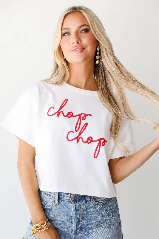 White Chop Chop Cropped Tee Hooded Caped Shawl Collar