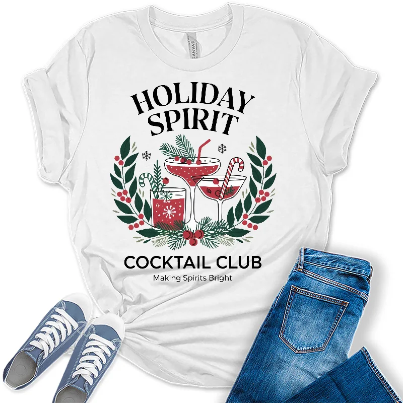 Women's Holiday Spirit Christmas Graphic Tees Rayon Velvet Corduroy