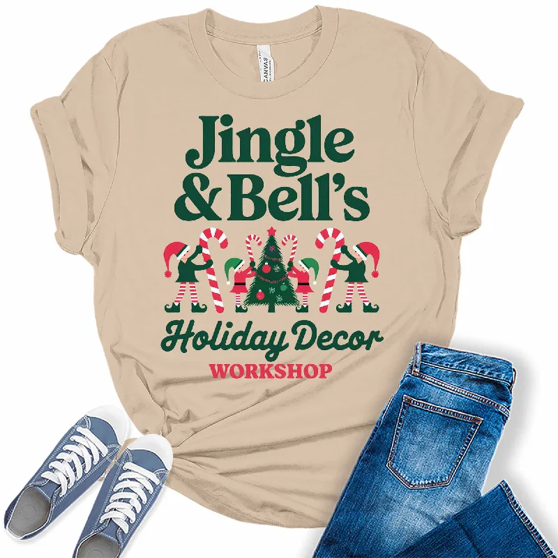 Women's Jingle And Bells Christmas Graphic Tees Graphic T-Shirt Round Neck Polyester