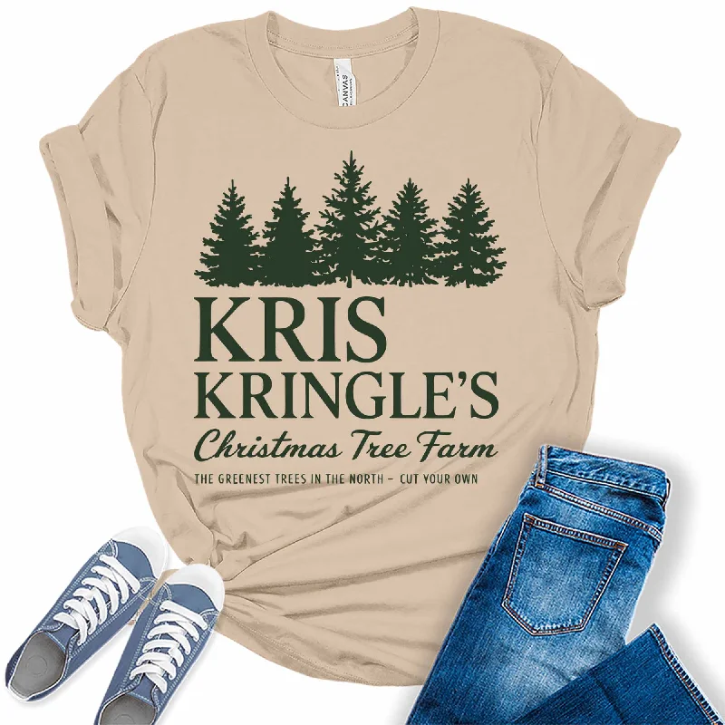 Women's Kris Kringle's Greenest Trees Christmas Graphic Tees Elasticated Padded Insulated