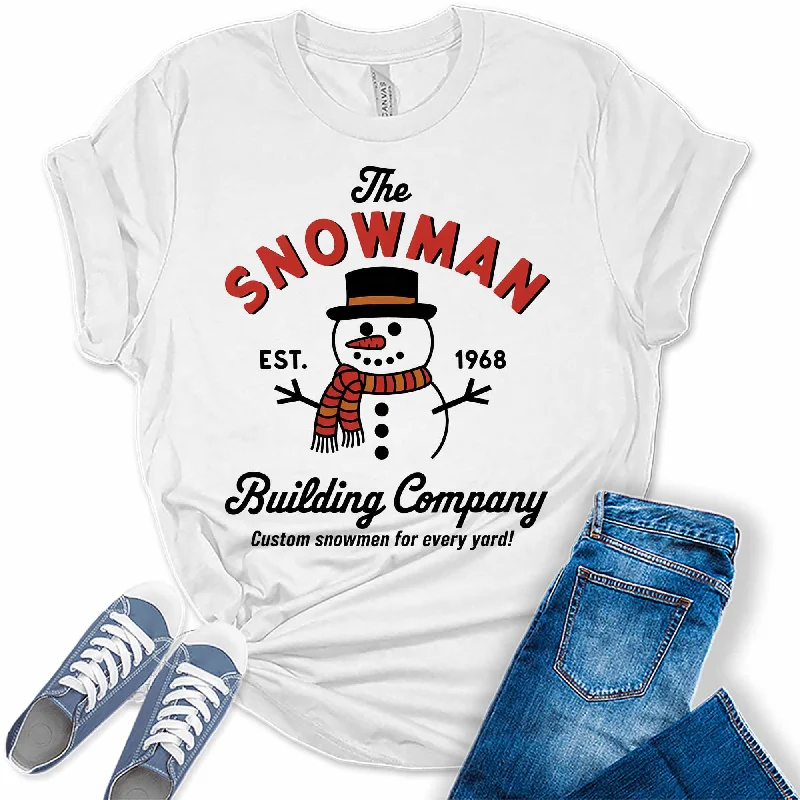 Women's Snowman EST. 1968 Christmas Graphic Tees Casual Formal Business