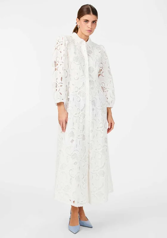 Y.A.S Hongi Lace Shirt Midi Dress, Star White Stylish Cold Shoulder Midi Dress