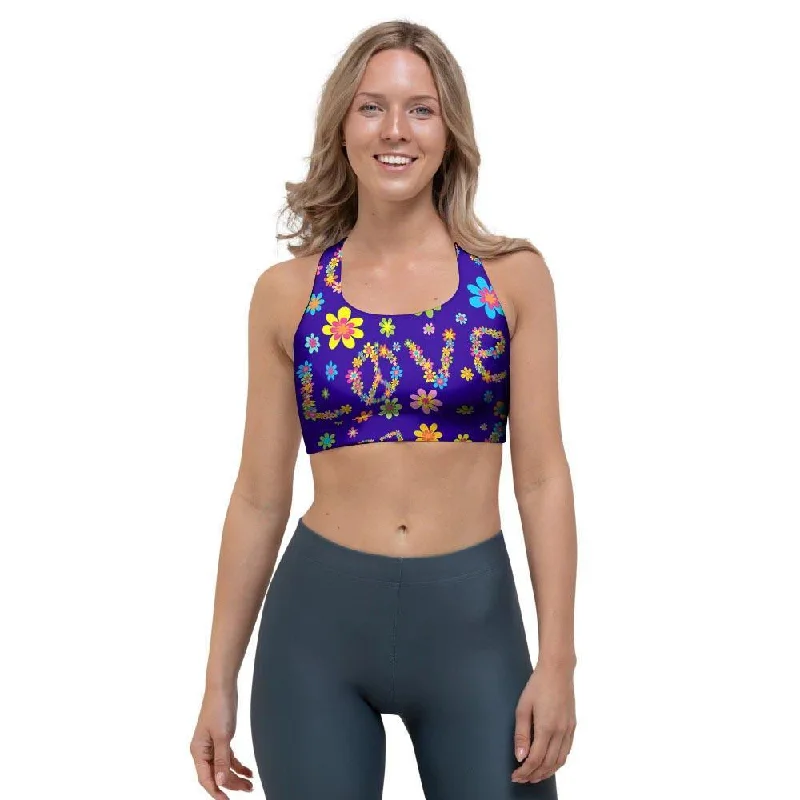 Abstract Floral Hippie Sports Bra Light Padded Bra