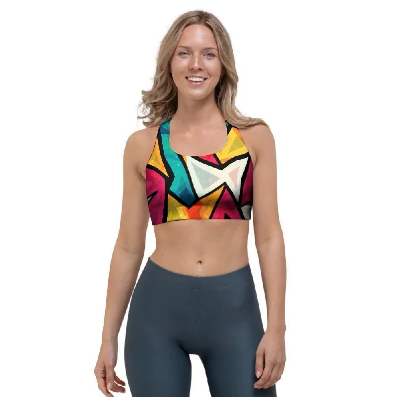 Abstract Geometric Colorful Sports Bra Chic Lace Bra