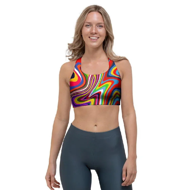 Abstract Ink Paint Sports Bra Push-Up Padded Bra