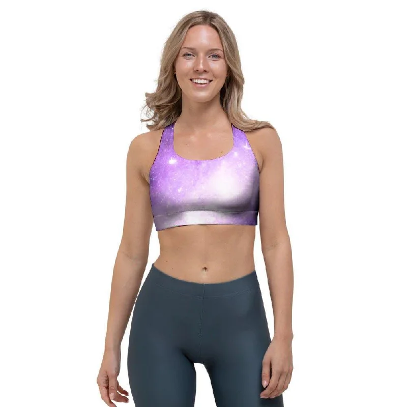 Abstract Purple Galaxy Space Sports Bra Seamless Wireless Bra