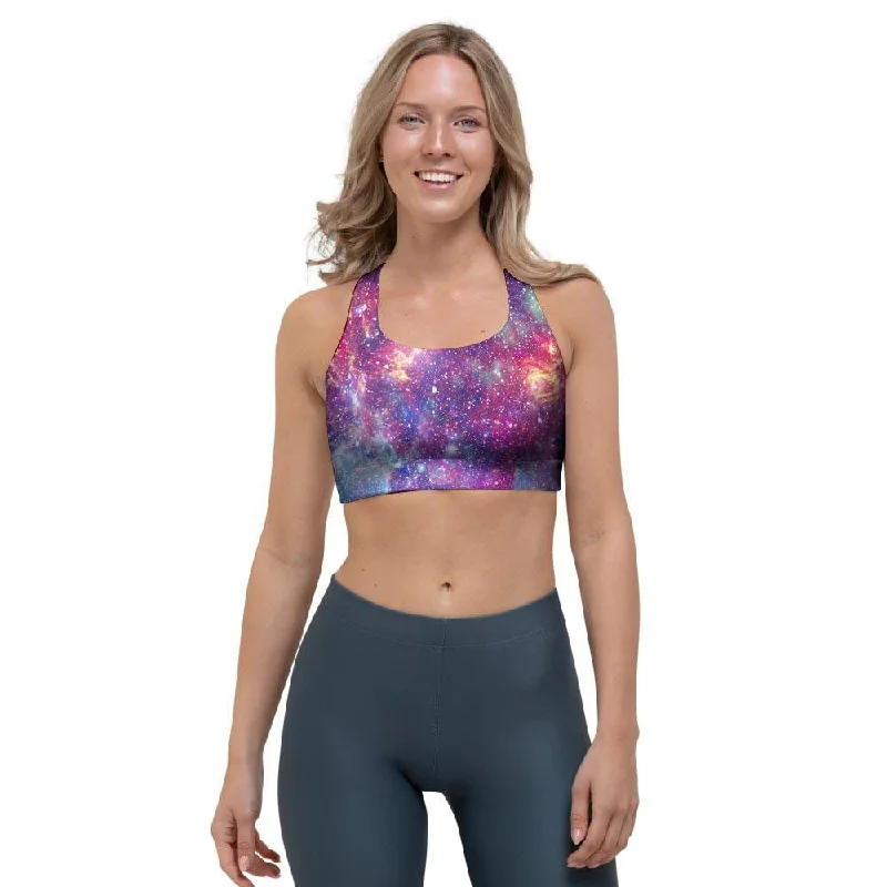 Abstract Starfield Galaxy Space Sports Bra Soft Cup Bra