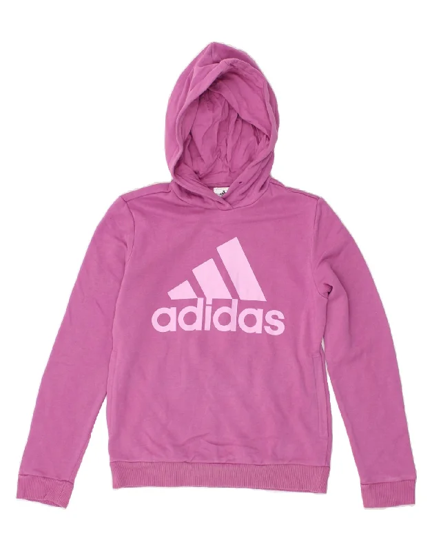 ADIDAS Womens Graphic Hoodie Jumper UK 4/6 XS Pink Cotton Hoodie with Belted Waist Structured Tailored