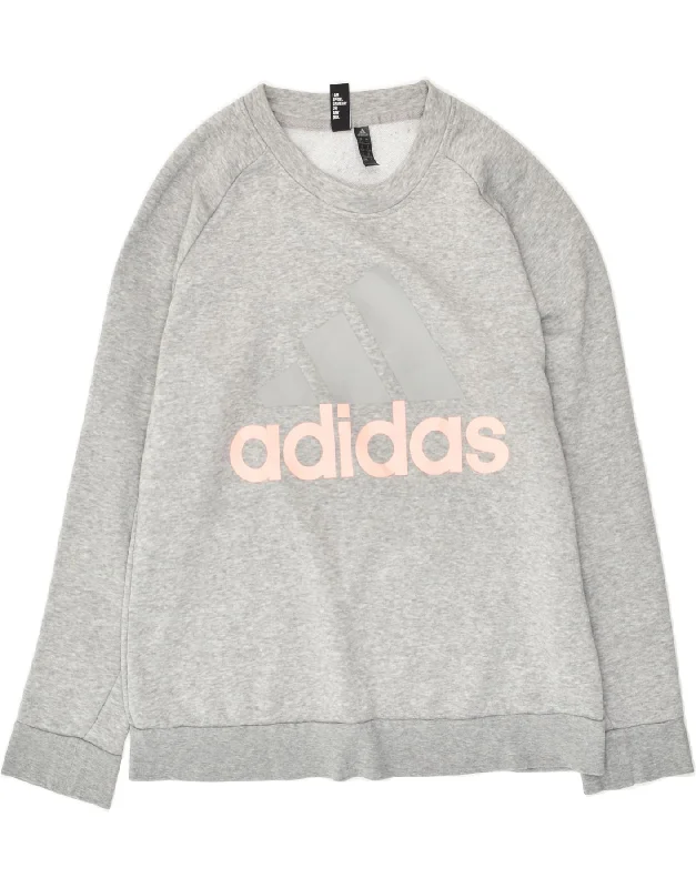 ADIDAS Womens Graphic Sweatshirt Jumper UK 20/22 XL Grey Hoodie with Slim Fit Tailored Modern