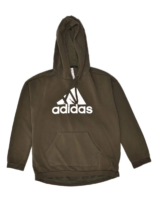 ADIDAS Womens Oversized Graphic Hoodie Jumper UK 8/10 Small Khaki Hoodie with V-Neck Classic Versatile