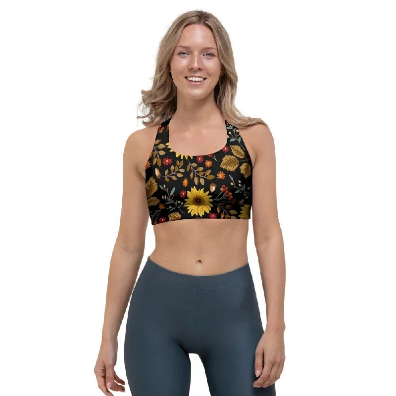 Autumn Sunflower Sports Bra Active Support Bra