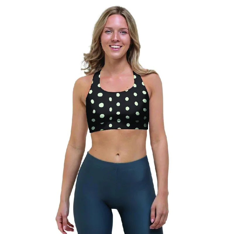 Black And White Polka Dot Sports Bra Soft Lace Bra