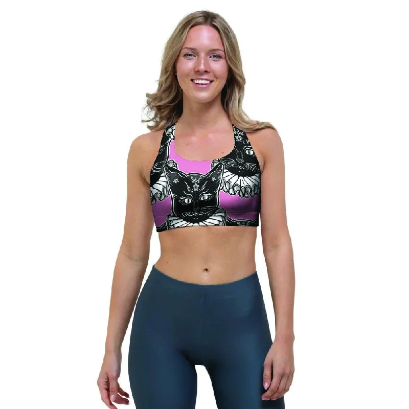 Black Cat Gothic Sports Bra Lightweight Cotton Bra