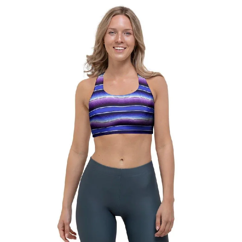 Blue And Purple Mexican Baja Sports Bra Lightly Padded Bra