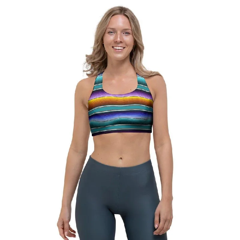 Blue Baja Serape Sports Bra Stylish Lace Bralette