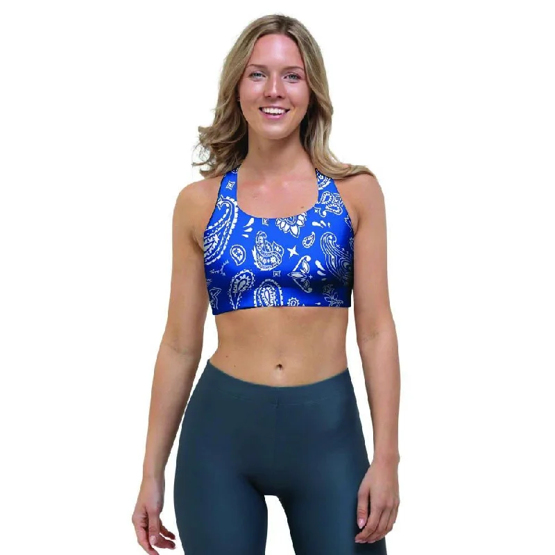 Blue Bandana Sports Bra Soft Support Bra