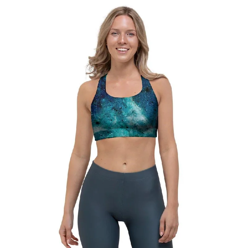 Blue Galaxy Space Sports Bra Comfortable Lace Bra