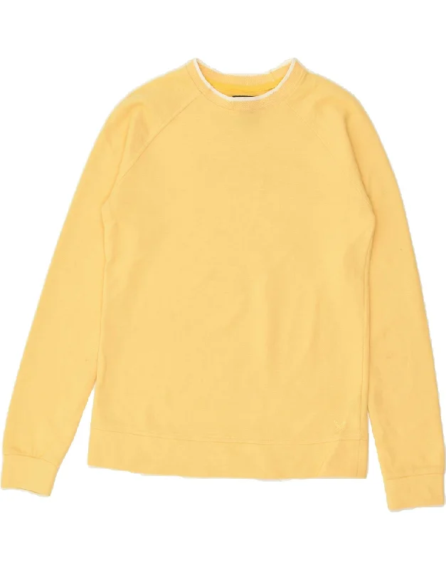 CREW CLOTHING Womens Sweatshirt Jumper UK 10 Small  Yellow Cotton Hoodie with Raw Hem Edgy Unfinished