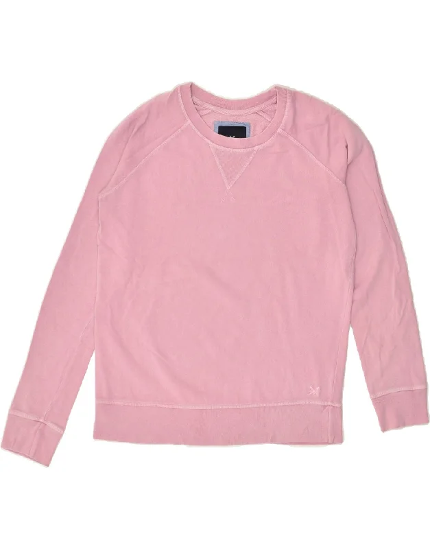 CREW CLOTHING Womens Sweatshirt Jumper UK 8 Small  Pink Cotton Hoodie with Pastel Soft Subtle