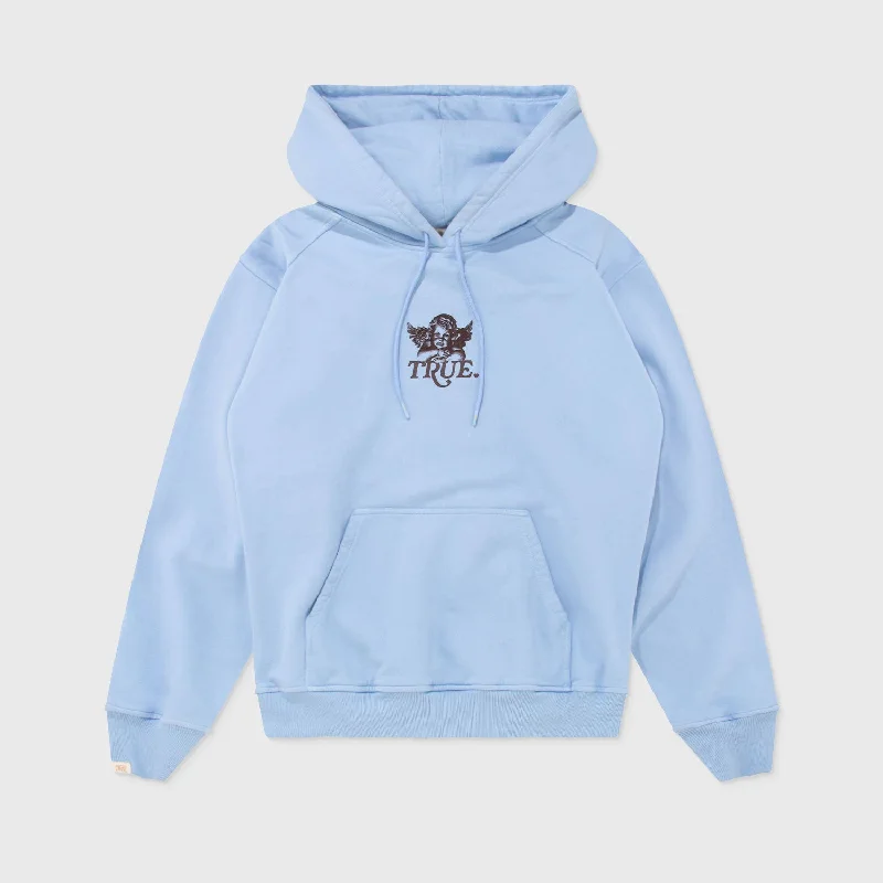 Cupid  Hoodie - Baby Blue Hoodie with Hem Frayed Vintage Worn