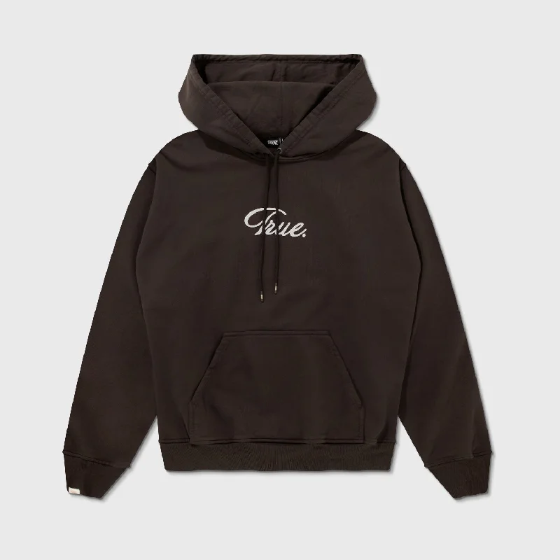 Curvy Logo Hoodie - Brown Hoodie with Metallic Shiny Futuristic