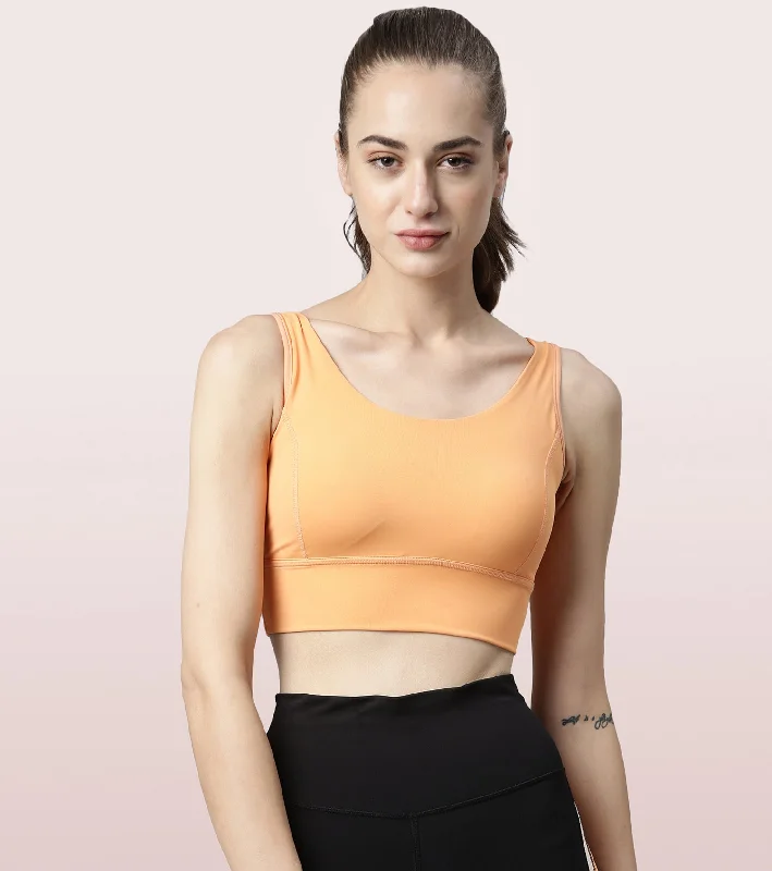 Longline Sports Bra – Solid | Scoop Neck Line High Impact Dry Fit Sports Bra Held-in Fit Soft Cup Bra