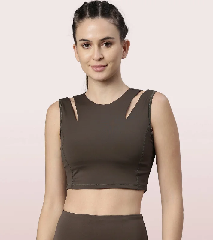 Shelf Bra Crop Vest | Crew Neck Vest With In-Built Shelf Bra Support Comfortable Lounge Bra