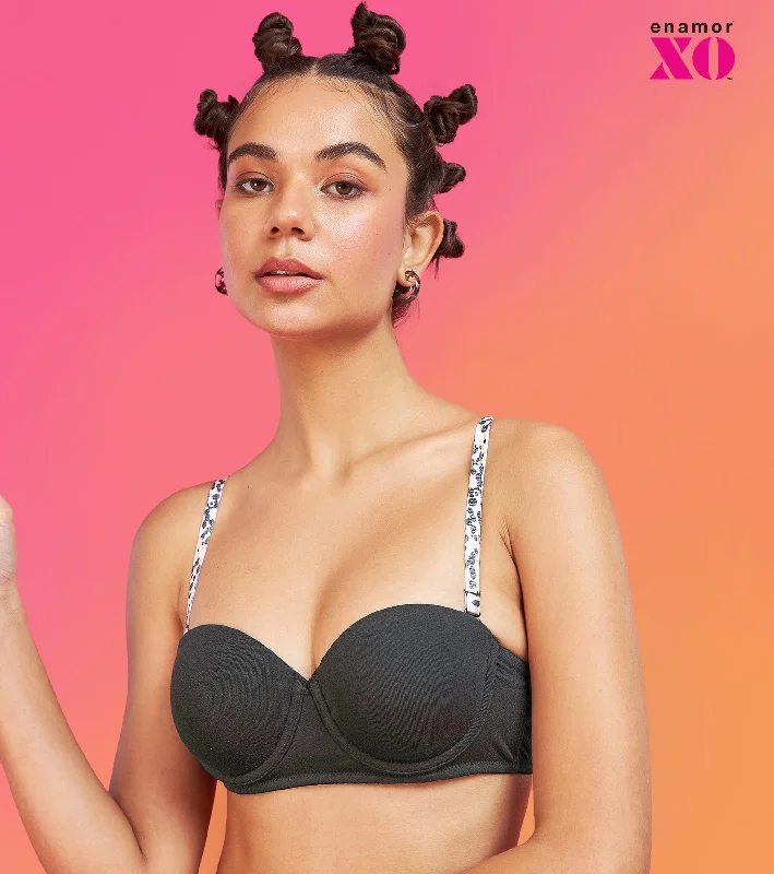 Enamor XO Graphite Wired Padded Strapless Bra - Kimmie Cotton Comfort Bra