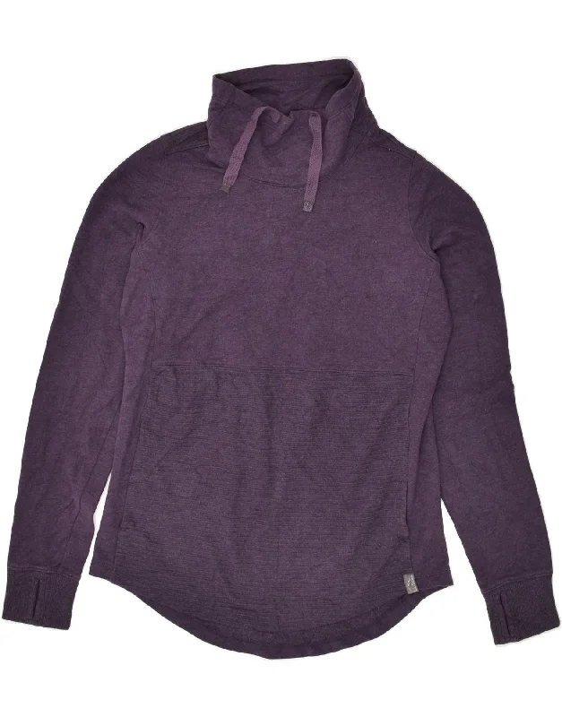 L.L.BEAN Womens Turtle Neck Sweatshirt Jumper UK 6 XS Purple Cotton Hoodie with Hem Contrast Bold Stylish